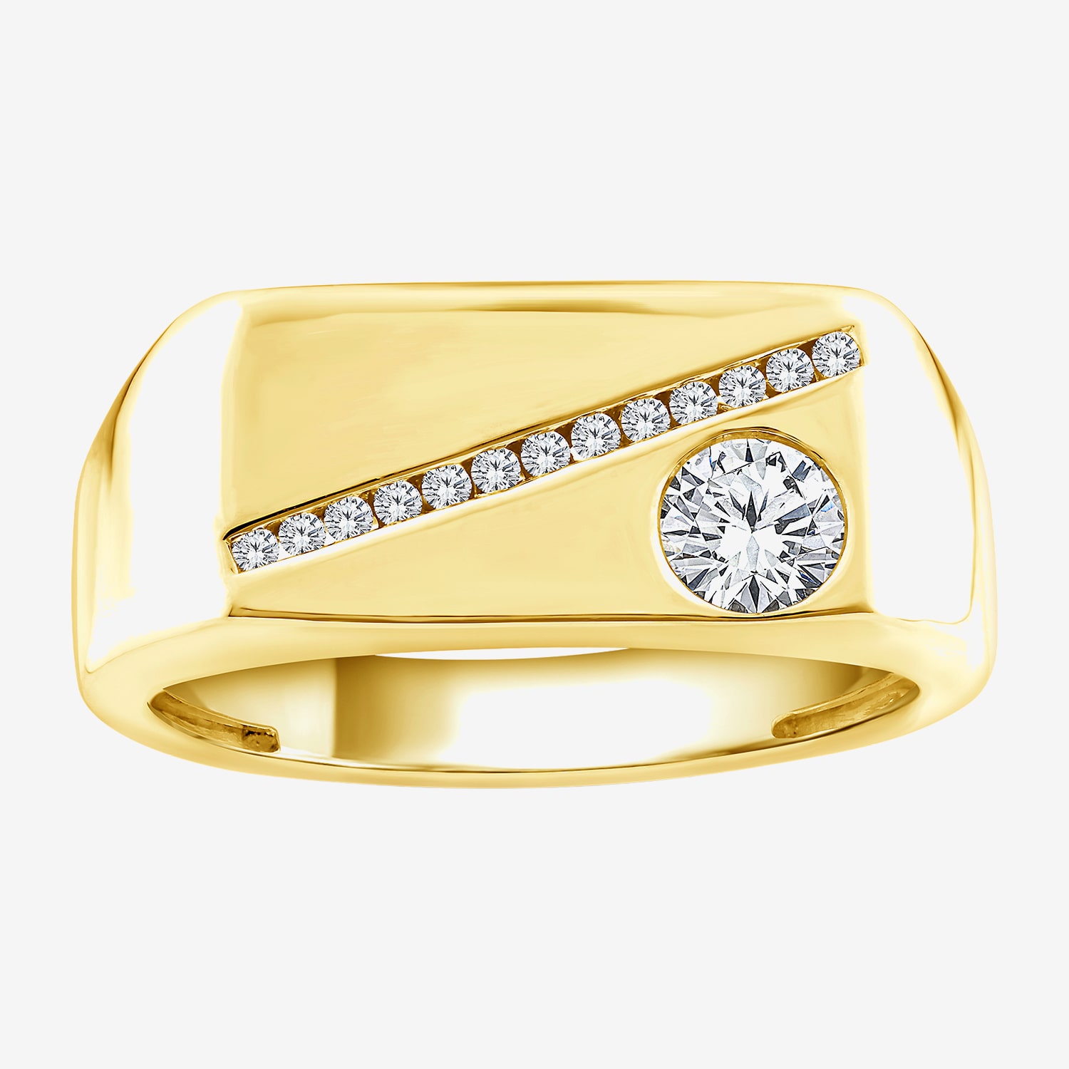 (F / Vs2) Mens 1/2 CT. T.W. Lab Grown White Diamond 14K Gold Engagement Ring