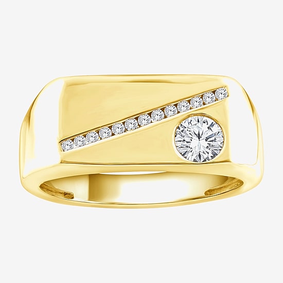 (F / Vs2) Mens 1/2 CT. T.W. Lab Grown White Diamond 14K Gold Engagement Ring