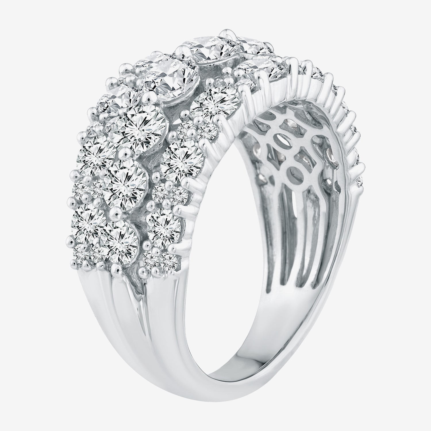 (F / Vs2) Womens 2MM 3 1/2 CT. T.W Lab Grown White Diamond 10K Gold Anniversary Wedding Band