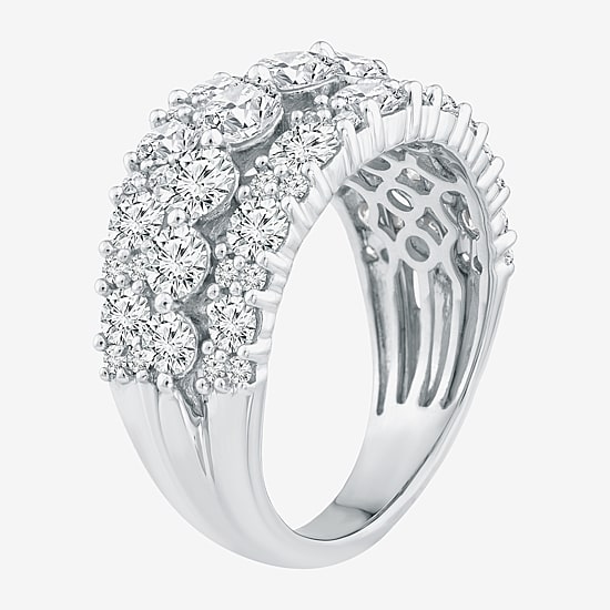 (F / Vs2) Womens 2MM 3 1/2 CT. T.W Lab Grown White Diamond 10K Gold Anniversary Wedding Band