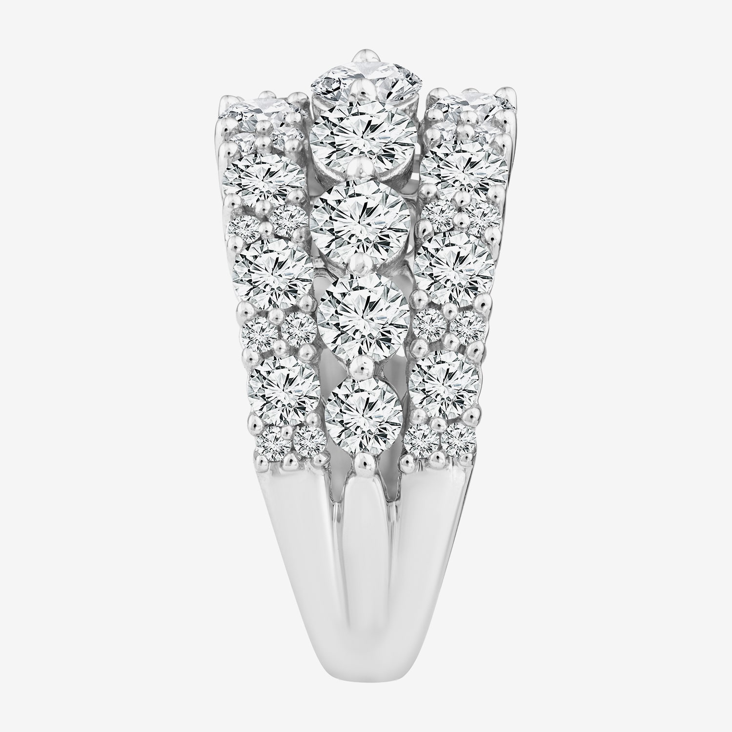 (F / Vs2) Womens 2MM 3 1/2 CT. T.W Lab Grown White Diamond 10K Gold Anniversary Wedding Band