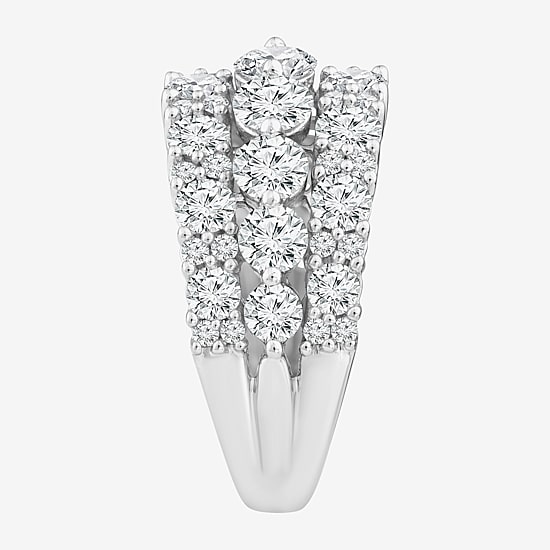 (F / Vs2) Womens 2MM 3 1/2 CT. T.W Lab Grown White Diamond 10K Gold Anniversary Wedding Band