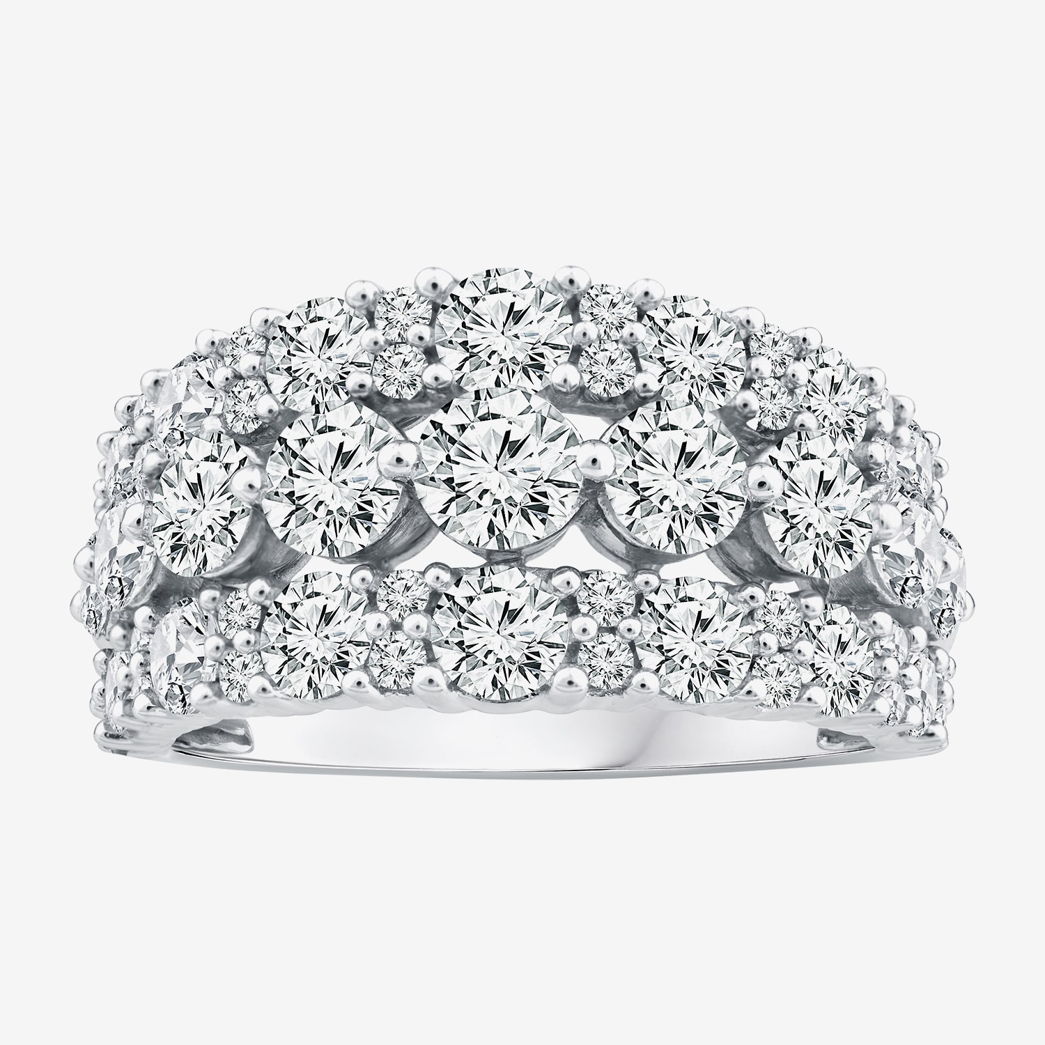 (F / Vs2) Womens 2MM 3 1/2 CT. T.W Lab Grown White Diamond 10K Gold Anniversary Wedding Band