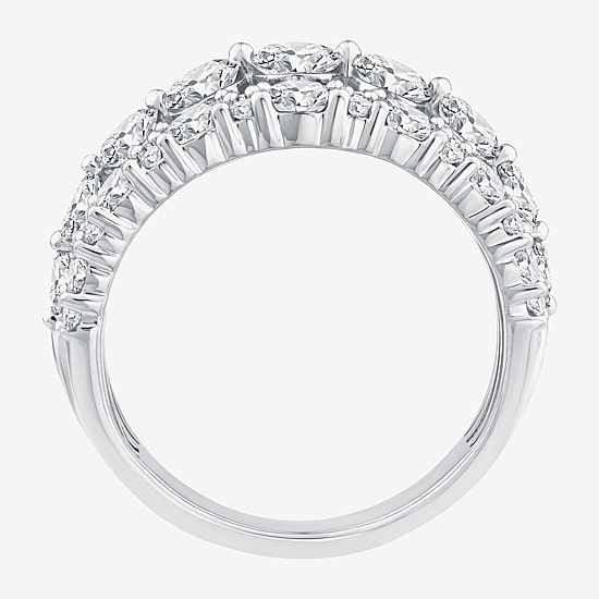 (F / Vs2) Womens 2MM 3 1/2 CT. T.W Lab Grown White Diamond 10K Gold Anniversary Wedding Band