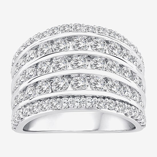 (F / Vs2) Womens 2.5MM 3 CT. T.W. Lab Grown White Diamond 10K Gold Anniversary Wedding Band
