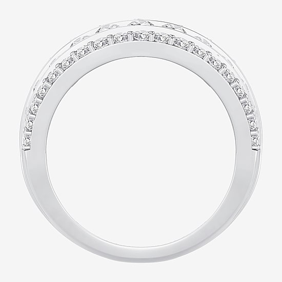 (F / Vs2) Womens 2.5MM 3 CT. T.W. Lab Grown White Diamond 10K Gold Anniversary Wedding Band