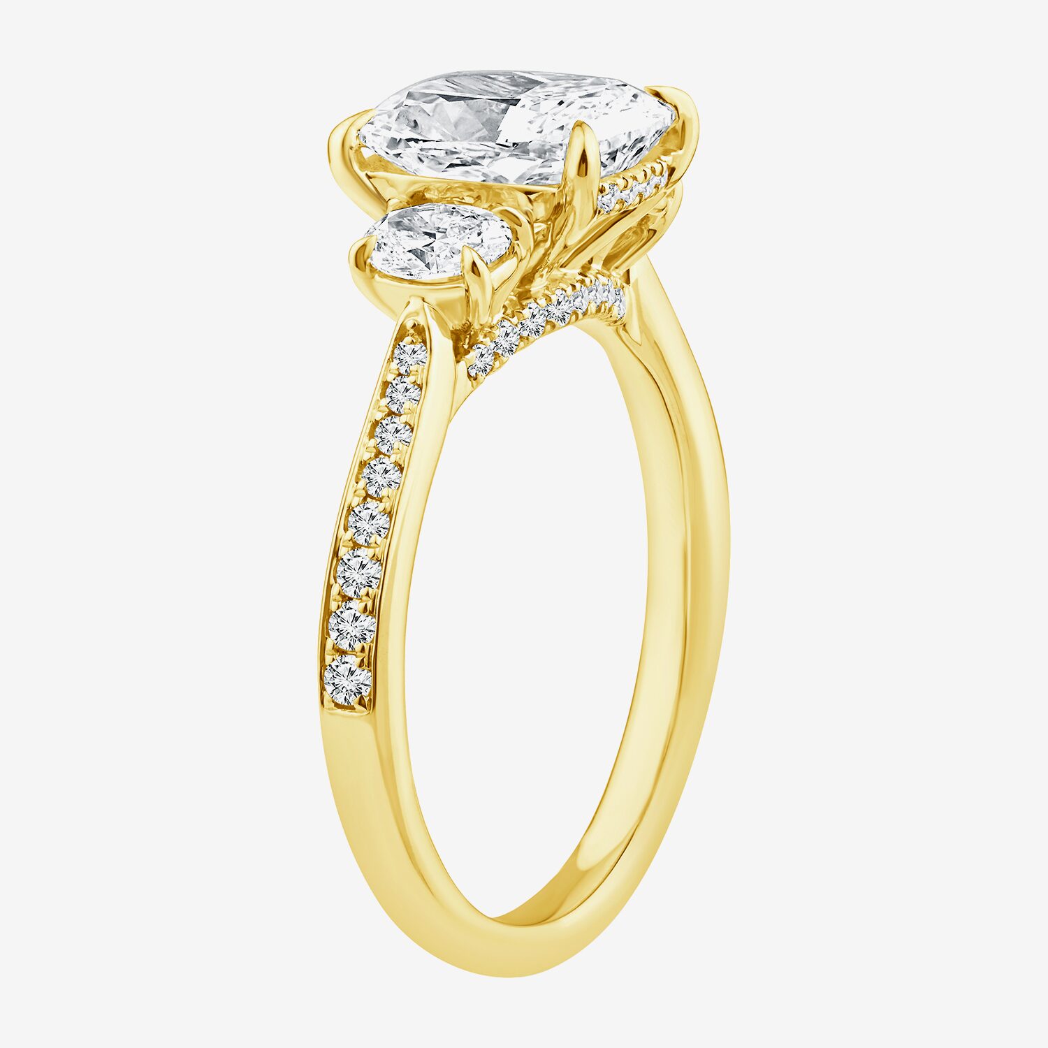 Love Lives Forever (F / Vs2) Womens 2 5/8 Ct. T.W. Lab Grown White Diamond 10K Gold Cushion Side Stone 3-Stone Engagement Ring