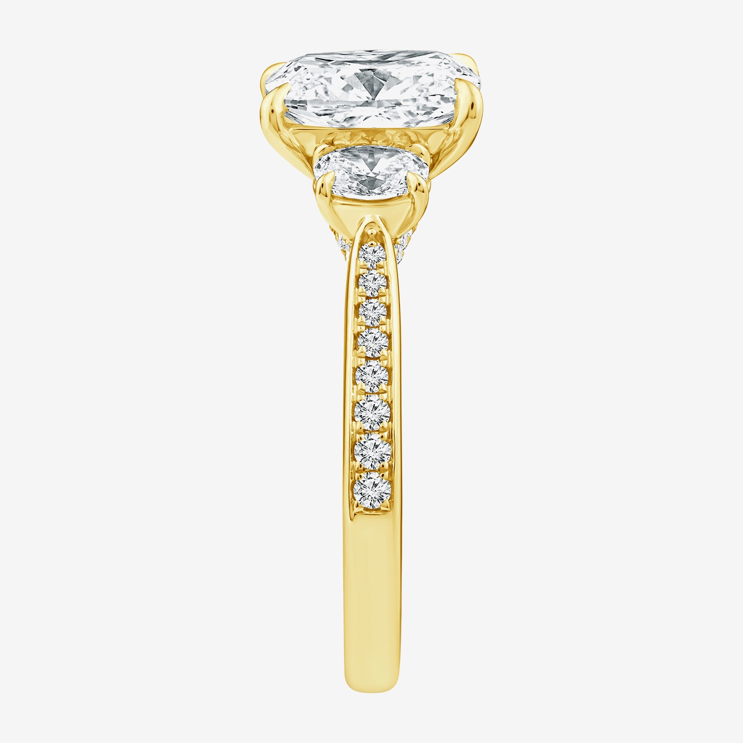 Love Lives Forever (F / Vs2) Womens 2 5/8 Ct. T.W. Lab Grown White Diamond 10K Gold Cushion Side Stone 3-Stone Engagement Ring
