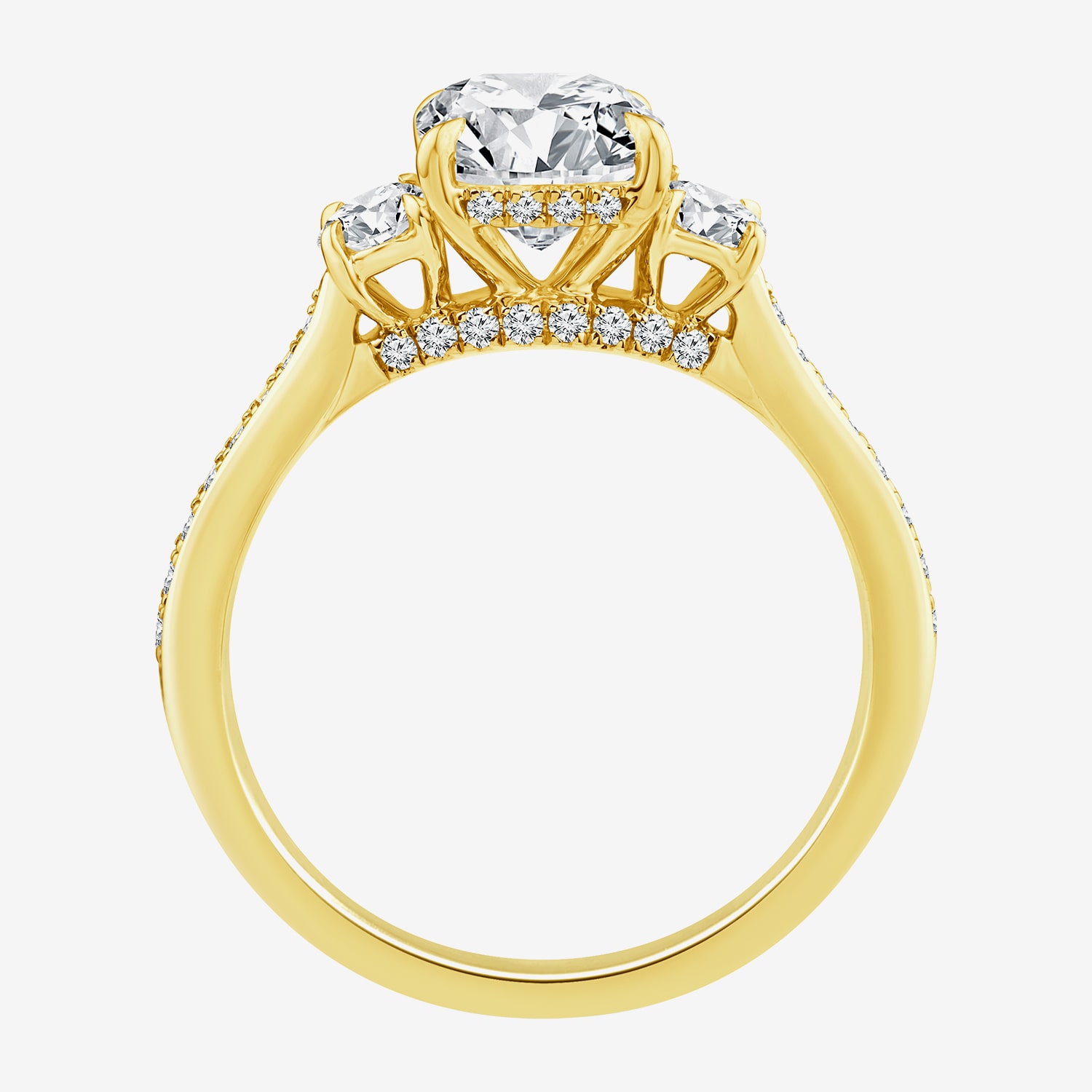 Love Lives Forever (F / Vs2) Womens 2 5/8 Ct. T.W. Lab Grown White Diamond 10K Gold Cushion Side Stone 3-Stone Engagement Ring