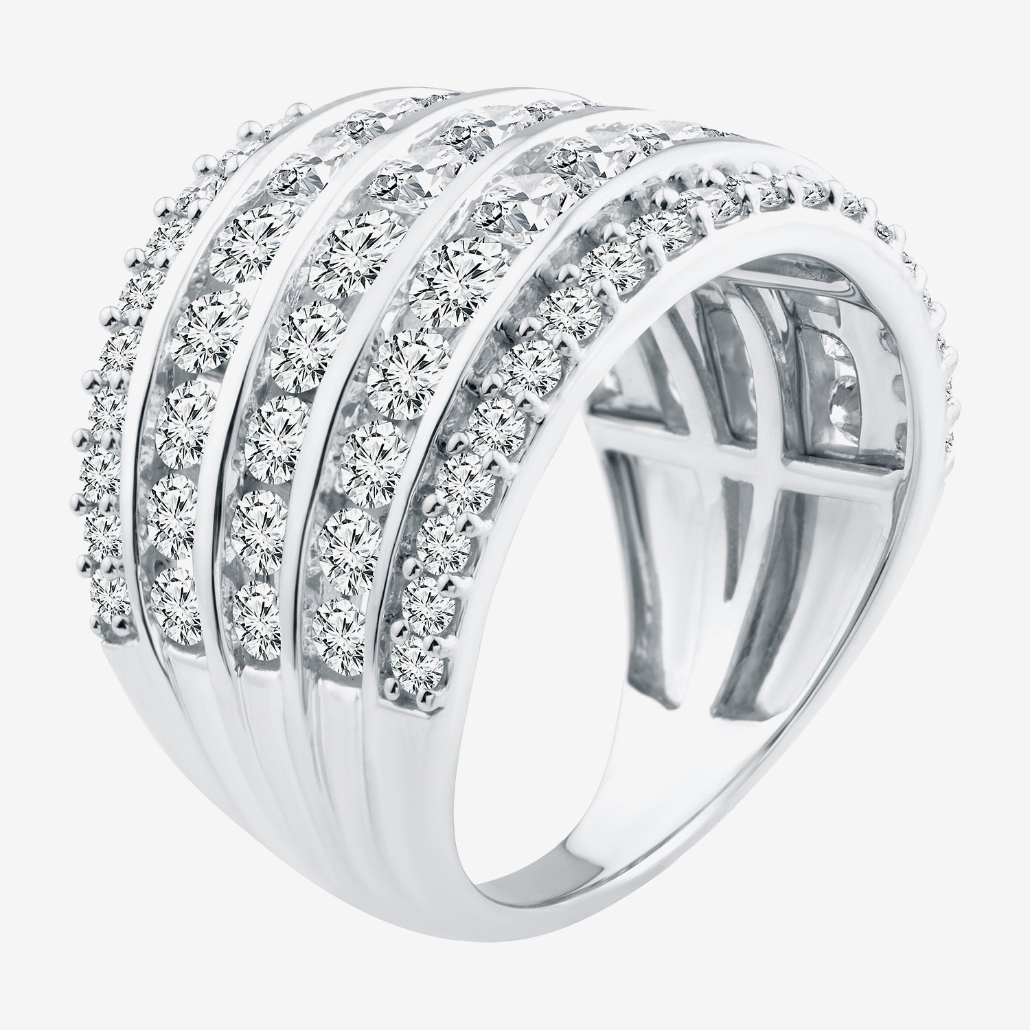 (F / Vs2) Womens 2.5MM 3 CT. T.W. Lab Grown White Diamond 10K Gold Anniversary Wedding Band