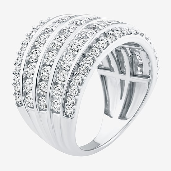 (F / Vs2) Womens 2.5MM 3 CT. T.W. Lab Grown White Diamond 10K Gold Anniversary Wedding Band