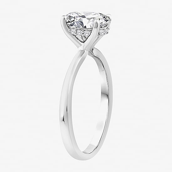 (F / Vs2) Womens 1 1/2 CT. T.W. Lab Grown White Diamond Sterling Silver Oval Solitaire Engagement Ring