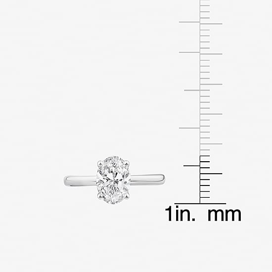 (F / Vs2) Womens 1 1/2 CT. T.W. Lab Grown White Diamond Sterling Silver Oval Solitaire Engagement Ring