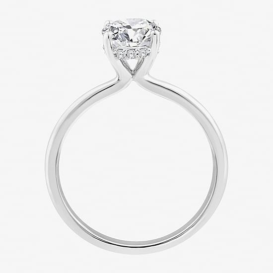 (F / Vs2) Womens 1 1/2 CT. T.W. Lab Grown White Diamond Sterling Silver Oval Solitaire Engagement Ring