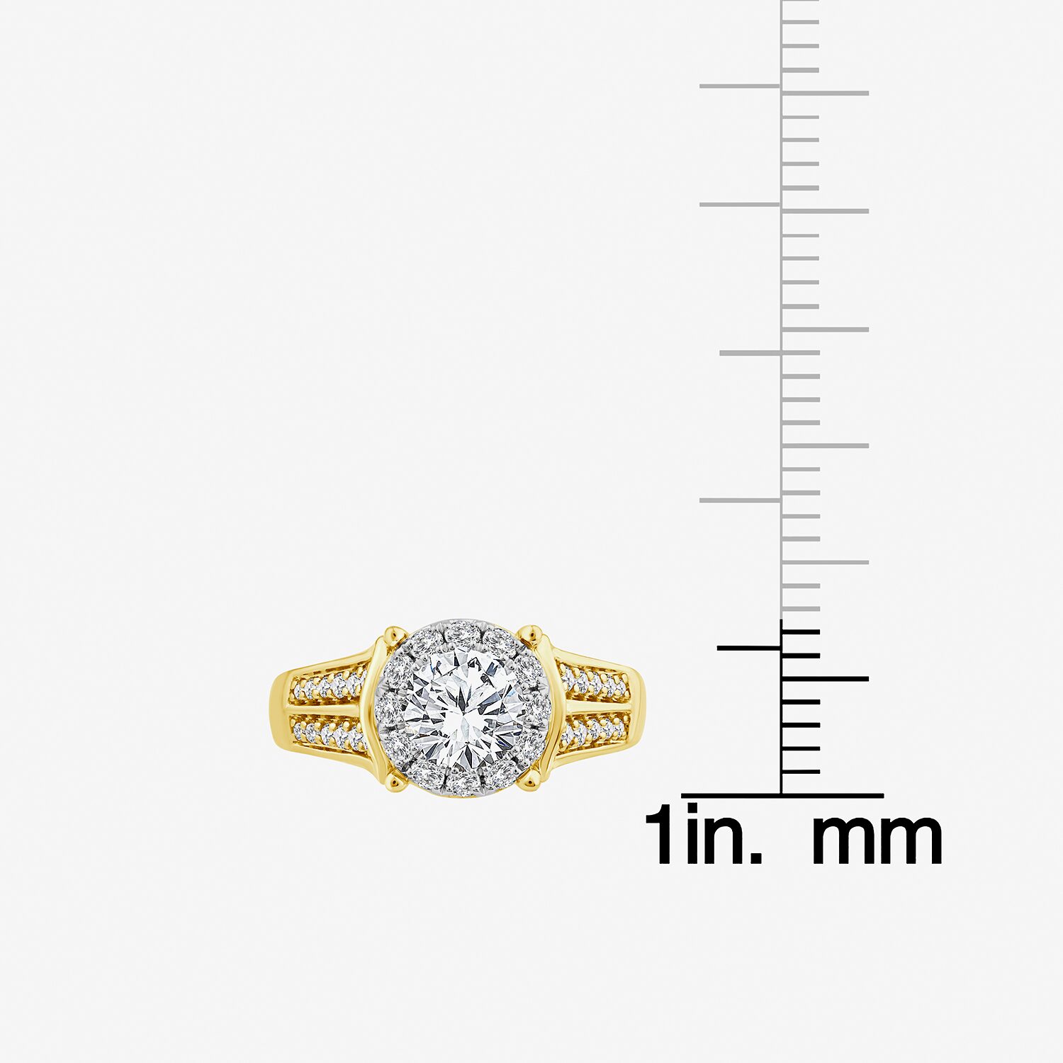 (F / Vs2) Womens 1 1/2 CT. T.W. Lab Grown White Diamond 14K Gold Over Silver Round Side Stone Halo Engagement Ring