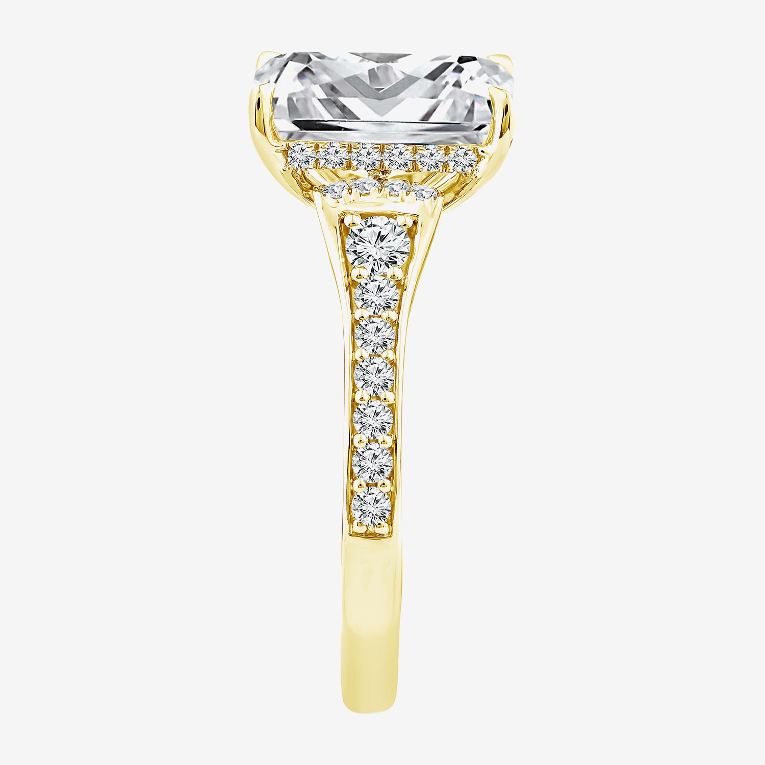 (F / Vs2) Womens 3 1/2 CT. T.W Lab Grown White Diamond 10K Gold Rectangular Side Stone Engagement Ring
