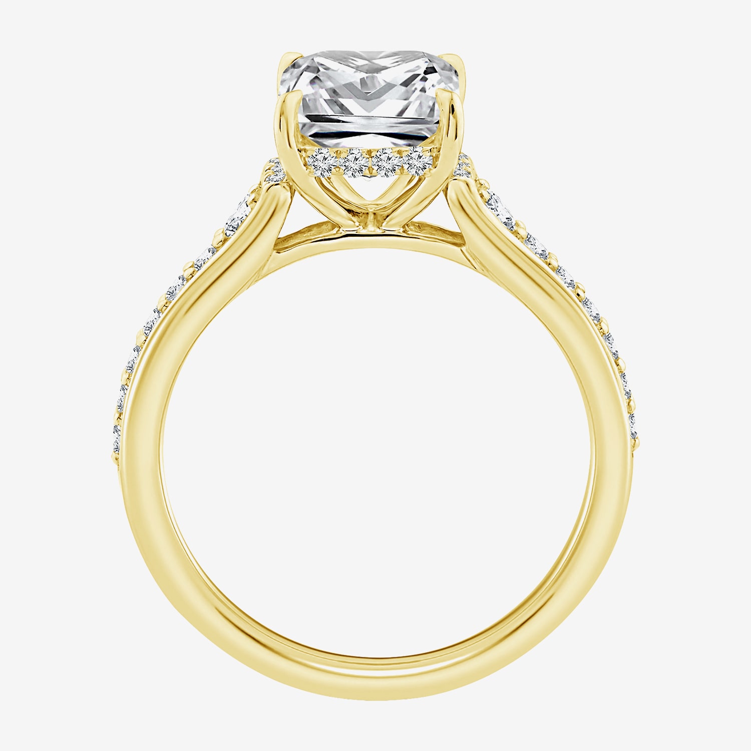 (F / Vs2) Womens 3 1/2 CT. T.W Lab Grown White Diamond 10K Gold Rectangular Side Stone Engagement Ring