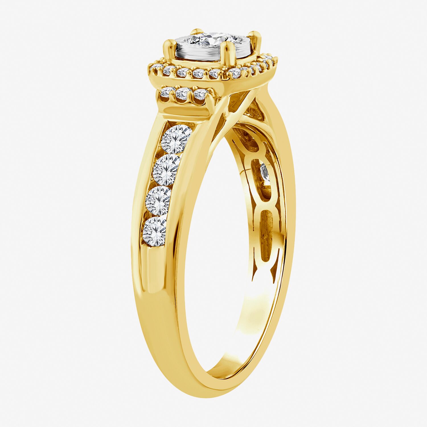 (F / Si2) Womens 3/4 CT. T.W. Lab Grown White Diamond Side Stone Engagement Ring