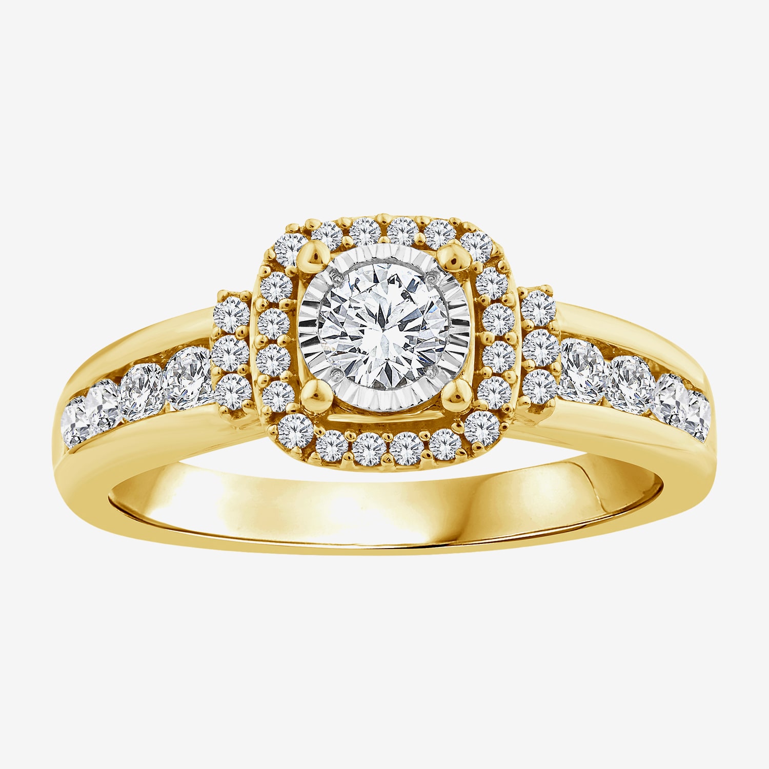 (F / Si2) Womens 3/4 CT. T.W. Lab Grown White Diamond Side Stone Engagement Ring