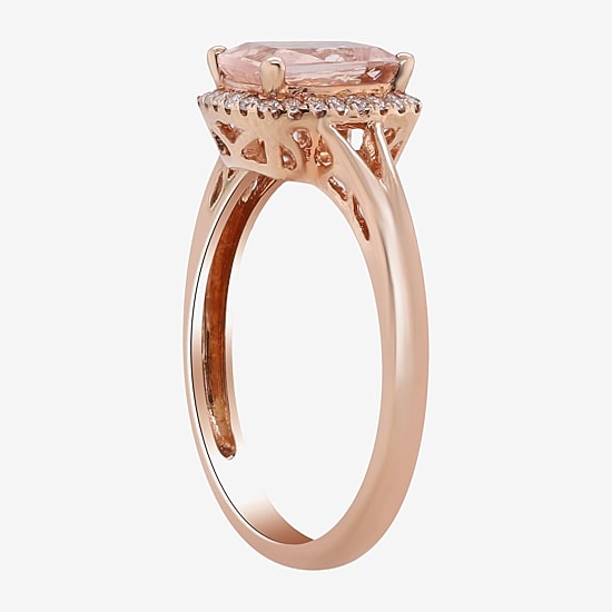 LIMITED QUANTITIES  Genuine Morganite and 1/8 CT. T.W. Diamond Rose Gold Ring