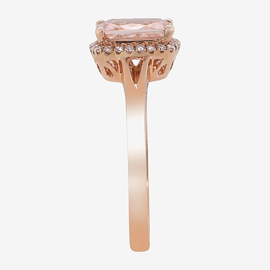 LIMITED QUANTITIES  Genuine Morganite and 1/8 CT. T.W. Diamond Rose Gold Ring
