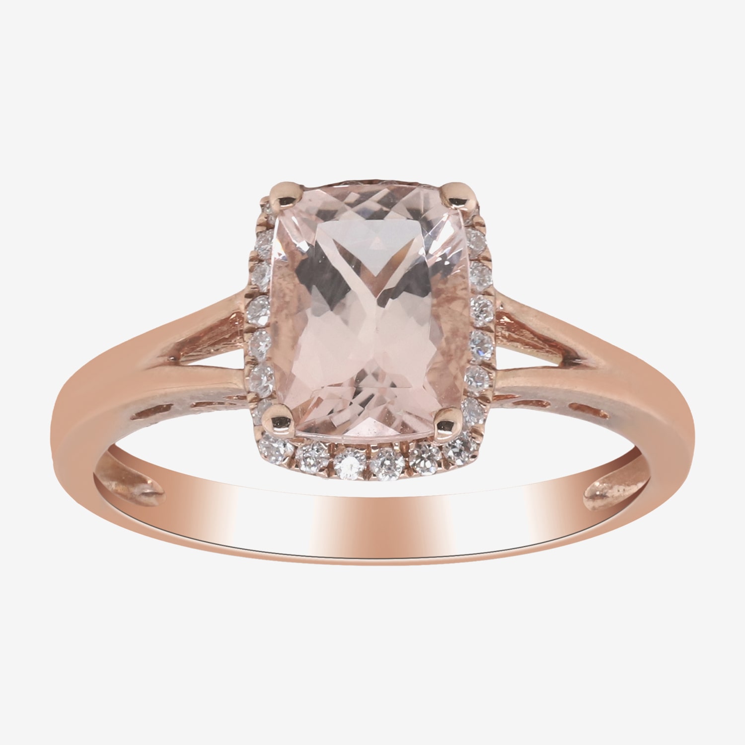 LIMITED QUANTITIES  Genuine Morganite and 1/8 CT. T.W. Diamond Rose Gold Ring