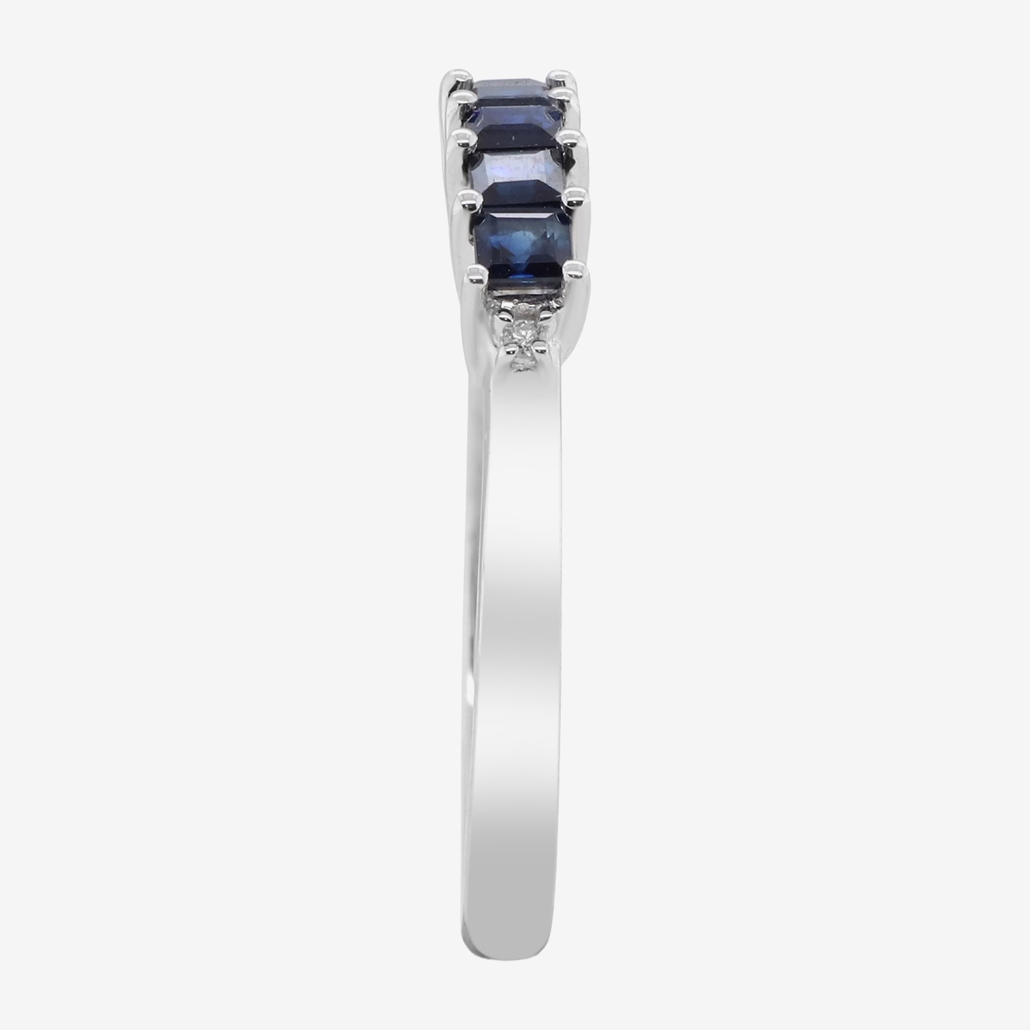 LIMITED QUANTITIES  Genuine Blue Sapphire and Diamond-Accent 14K White Gold Band