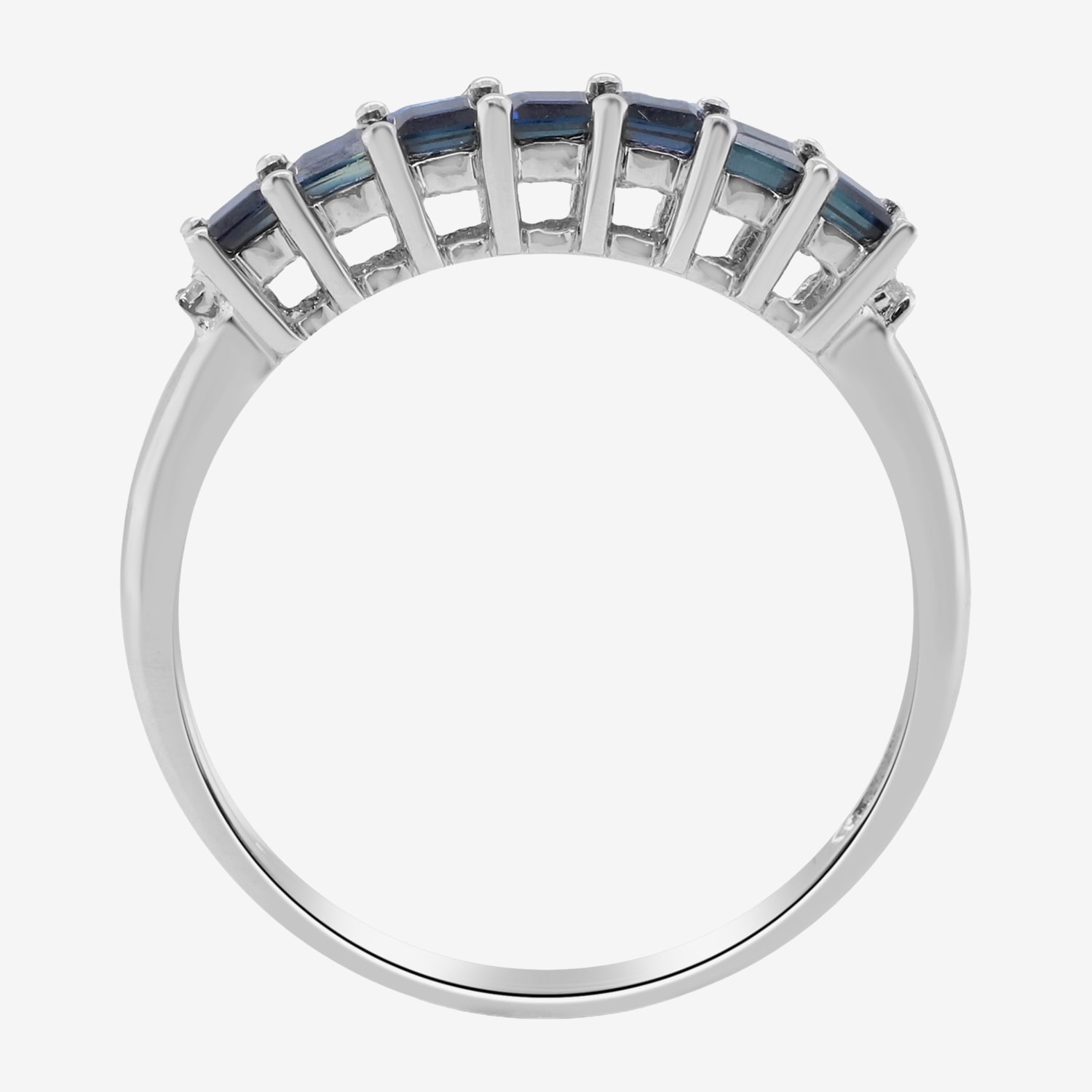 LIMITED QUANTITIES  Genuine Blue Sapphire and Diamond-Accent 14K White Gold Band