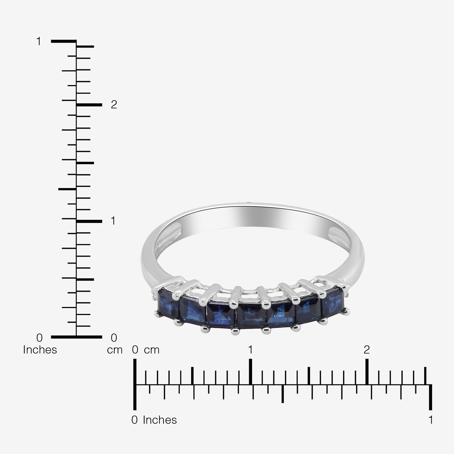 LIMITED QUANTITIES  Genuine Blue Sapphire and Diamond-Accent 14K White Gold Band