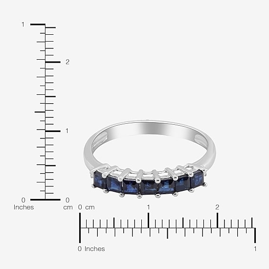 LIMITED QUANTITIES  Genuine Blue Sapphire and Diamond-Accent 14K White Gold Band