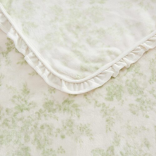 Laura Ashley Morning Gloria Printed Plush Reversible Throw, 70" x 50" - Green