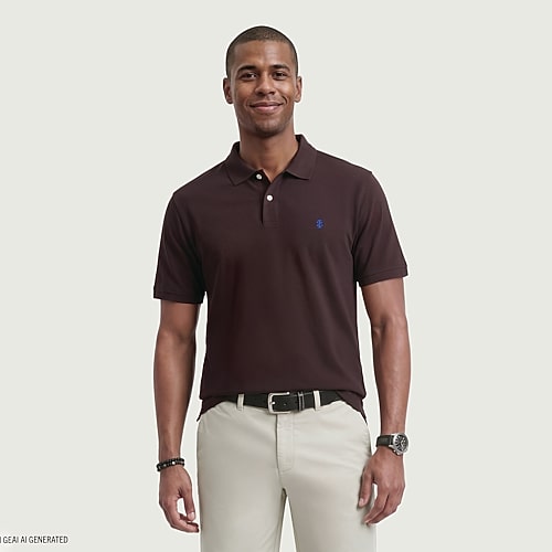 Izod Advantage Performance Mens Classic Fit Short Sleeve Polo Shirt In Brown