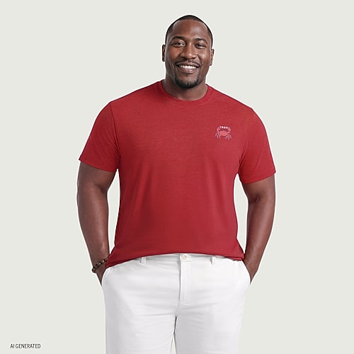Izod Saltwater Mens Crew Neck Short Sleeve Classic Fit Big And Tall Graphic T-shirt In Red