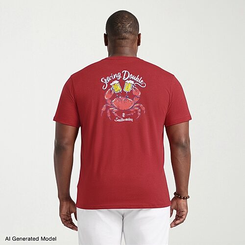IZOD Saltwater Mens Crew Neck Short Sleeve Classic Fit Big and Tall Graphic T-Shirt, X-large Tall, Red