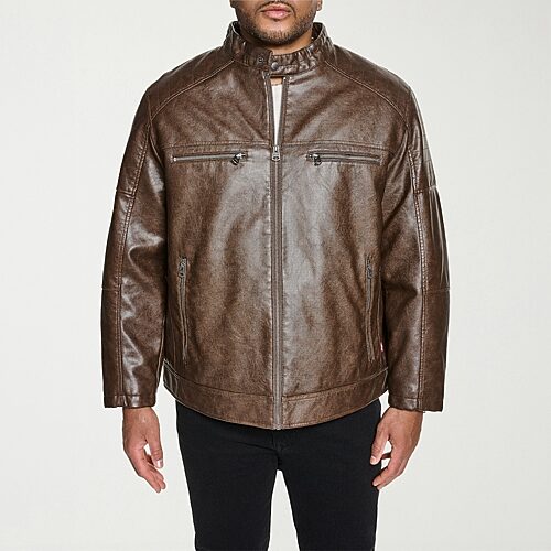 Levi 's Mens Faux Leather Midweight Jacket In Brown
