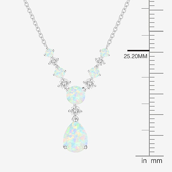 Womens Gemstone Sterling Silver Pear 16 1/2 Inch Pendant Necklace