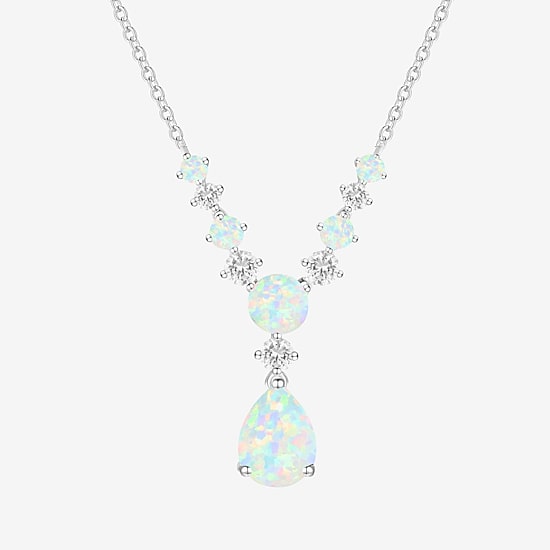 Womens Gemstone Sterling Silver Pear 16 1/2 Inch Pendant Necklace