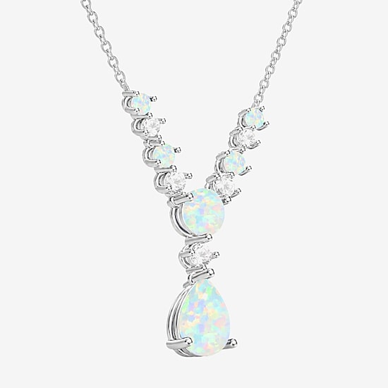 Womens Gemstone Sterling Silver Pear 16 1/2 Inch Pendant Necklace
