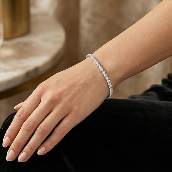 (F / Si2) Womens 3 CT. T.W. Lab Grown White Diamond 10K Gold 7.25 Inch Tennis Bracelet