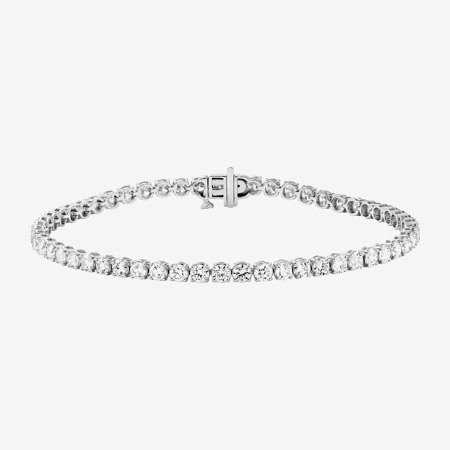 (F / Si2) Womens 5 CT. T.W. Lab Grown White Diamond 10K Gold 7.25 Inch Tennis Bracelet