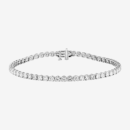 (F / Si2) Womens 5 CT. T.W. Lab Grown White Diamond 10K Gold 7.25 Inch Tennis Bracelet, One Size, White