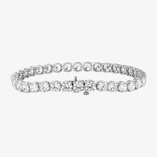 (F / Si2) Womens 15 Ct. T.W. Lab Grown White Diamond 10K Gold 8 Inch Tennis Bracelet