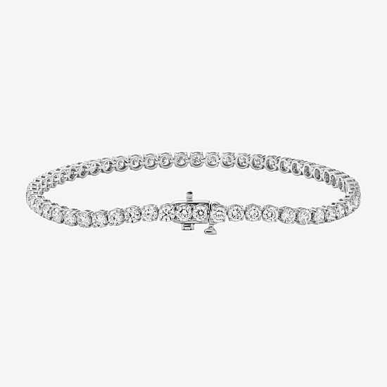 (F / Si2) Womens 5 CT. T.W. Lab Grown White Diamond 10K Gold 7.25 Inch Tennis Bracelet