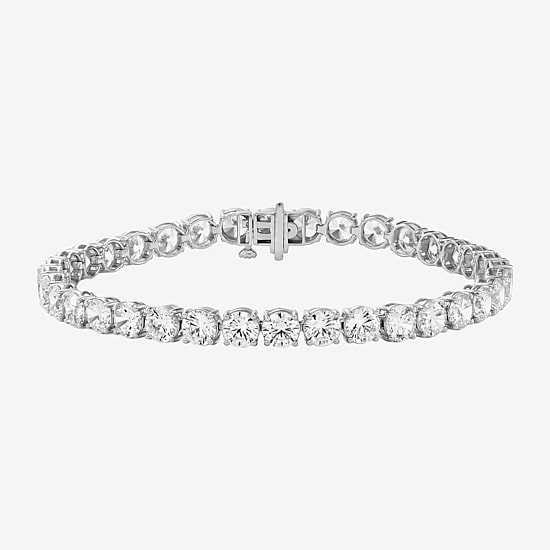 (F / Si2) Womens 15 Ct. T.W. Lab Grown White Diamond 10K Gold 6 1/2 Inch Tennis Bracelet