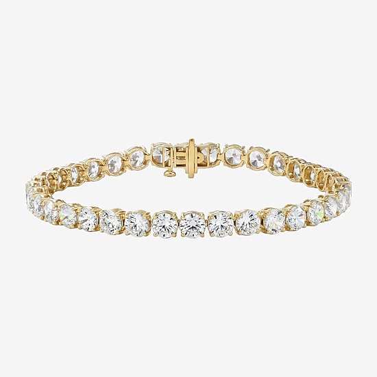 (F / Si2) Womens 15 Ct. T.W. Lab Grown White Diamond 10K Gold 7.25 Inch Tennis Bracelet