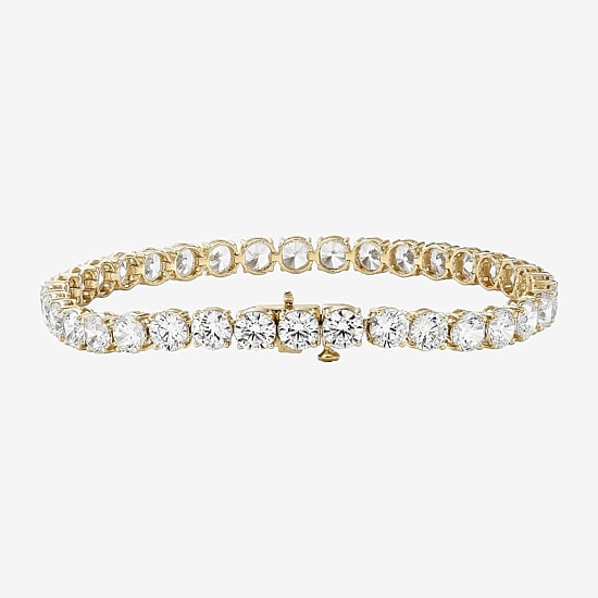 (F / Si2) Womens 15 Ct. T.W. Lab Grown White Diamond 10K Gold 7.25 Inch Tennis Bracelet