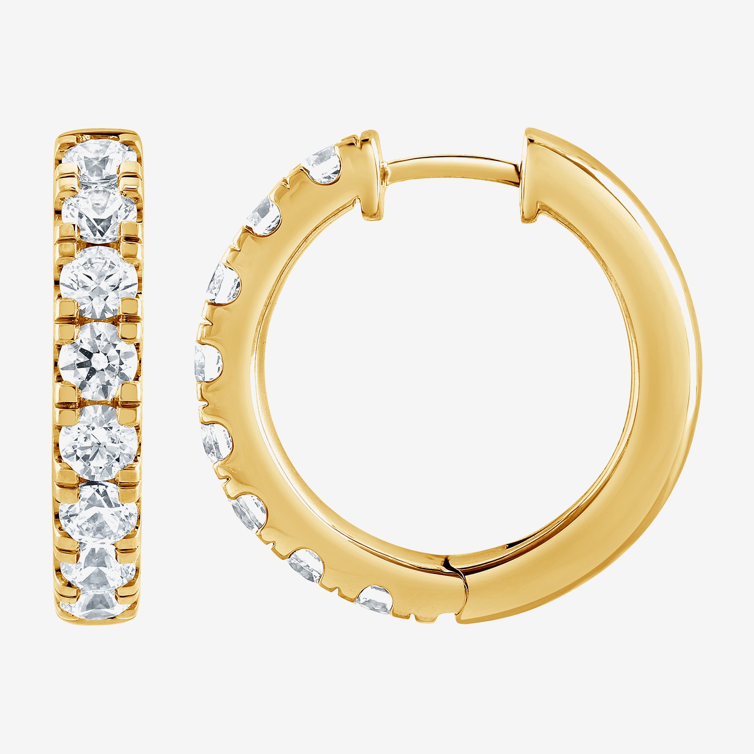 (G / Si1-Si2) Womens 2 CT. T.W. Lab Grown White Diamond 14K Gold Over Silver 21.1mm Hoop Earrings