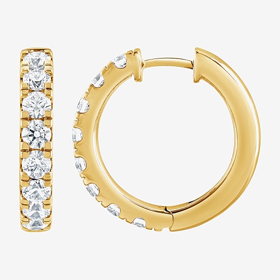 (G / Si1-Si2) Womens 2 CT. T.W. Lab Grown White Diamond 14K Gold Over Silver 21.1mm Hoop Earrings