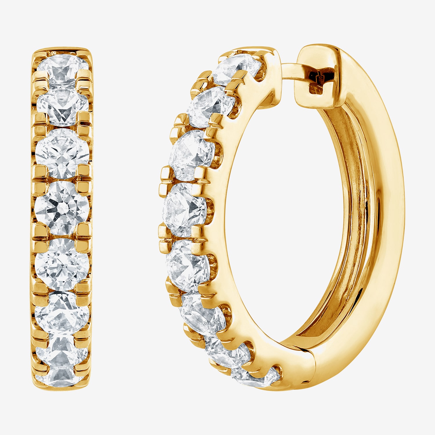 (G / Si1-Si2) Womens 2 CT. T.W. Lab Grown White Diamond 14K Gold Over Silver 21.1mm Hoop Earrings