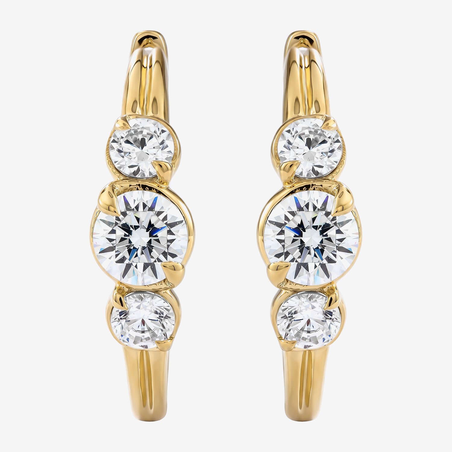 (F / Si2) Womens 1 CT. T.W. Lab Grown White Diamond 14K Gold Over Silver 17.2mm Hoop Earrings
